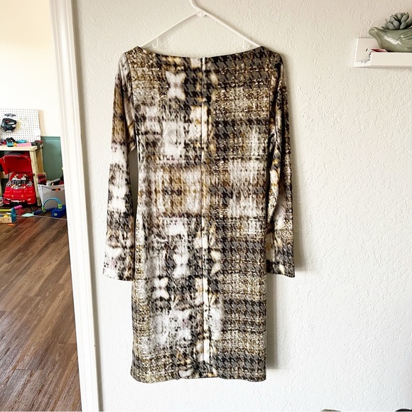 Worth Dress Women's 8 Knot Tie Cowl Long Sleeve Career Houndstooth - Picture 2 of 8